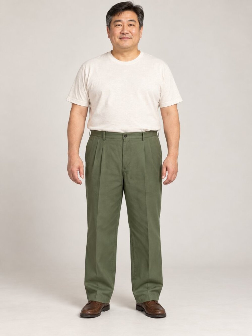 Lands' End Men's Green Pleated Chino Pants 42 Traditional Fit 100% Cotton